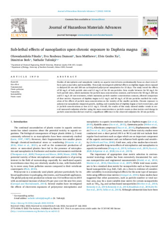 Sub-lethal Effects of Nanoplastics upon Chronic Exposure to Daphnia magna thumbnail