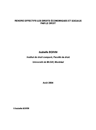 Rendre effectifs les droits économiques et sociaux par le droit thumbnail