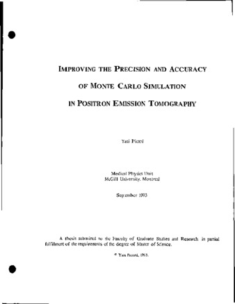 Improving the precision and accuracy of Monte Carlo simulation in positron emission tomography thumbnail