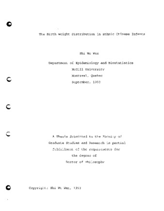 The birth weight distribution in ethnic Chinese infants thumbnail