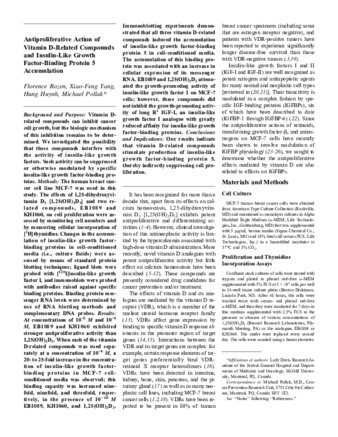 Antiproliferative action of vitamin-D-related compounds and insulin-like growth factor binding protein 5 accumulation thumbnail