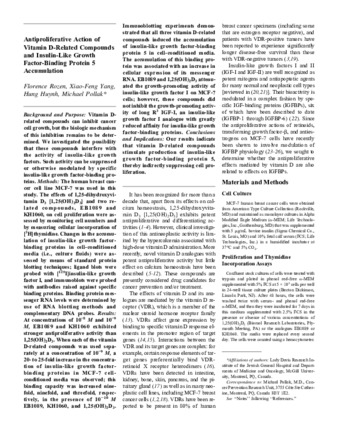 Antiproliferative action of vitamin-D-related compounds and insulin-like growth factor binding protein 5 accumulation thumbnail