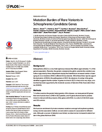 Mutation Burden of Rare Variants in Schizophrenia Candidate Genes thumbnail