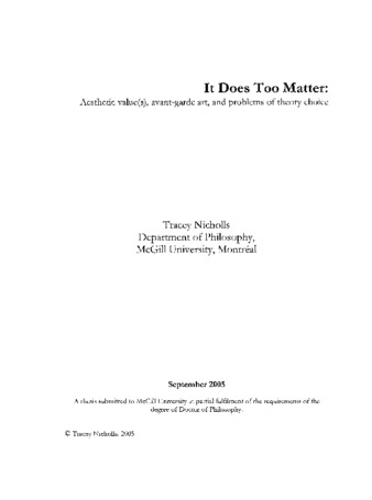 It does too matter : aesthetic value(s), avant-garde art, and problems of theory choice thumbnail
