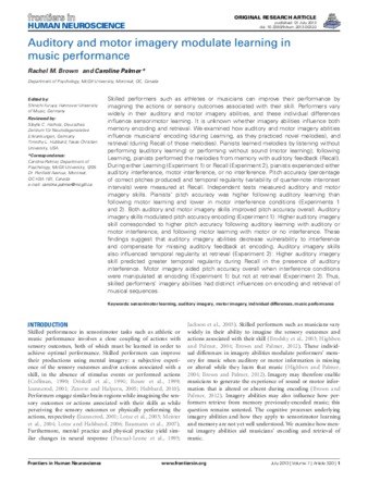 Auditory and motor imagery modulate learning in music performance thumbnail