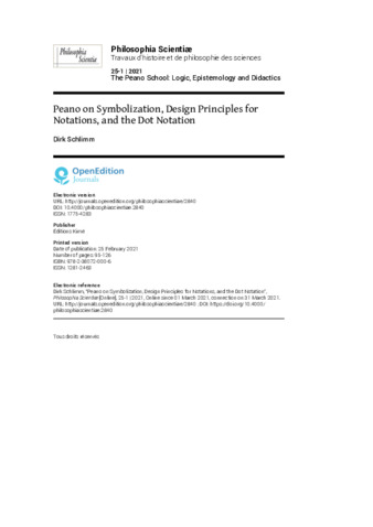 Peano on Symbolization, Design Principles for Notations, and the Dot Notation thumbnail