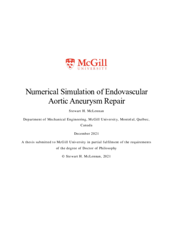 Towards optimisation of endovascular aortic aneurysm repair simulation thumbnail