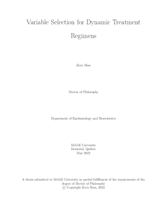 Variable selection for dynamic treatment regimens thumbnail