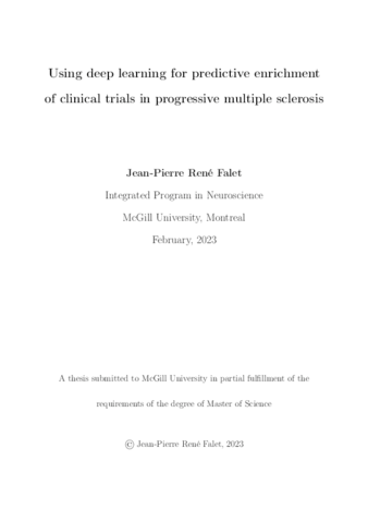 Using deep learning for predictive enrichment of clinical trials in progressive multiple sclerosis thumbnail