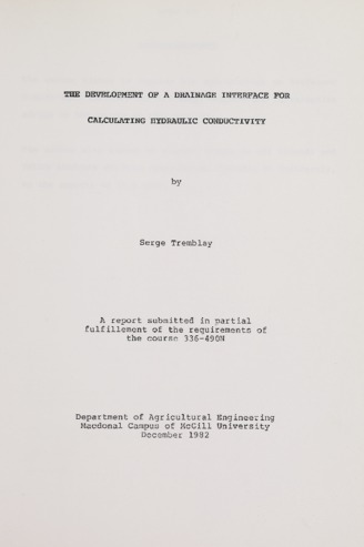 Development of a Drainage Interface for Calculating Hydraulic Conductivity thumbnail