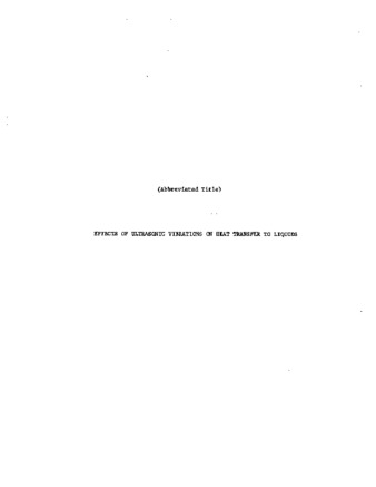 Effects of ultrasonic vibrations on heat transfer to liquids by natural convection and by boiling. thumbnail