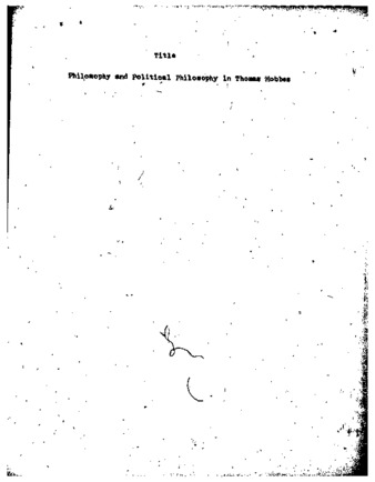 Philosophy and political philosophy in Thomas Hobbes thumbnail