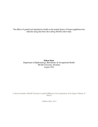 The effects of genital and reproductive health on the natural history of human papillomavirus infection using data from the Ludwig-McGill cohort study thumbnail