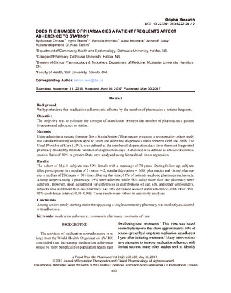 Does the Number of Pharmacies a Patient Frequents Affect Adherence to Statins? thumbnail