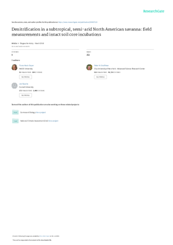 Denitrification in a subtropical, semi-arid North American savanna: field measurements and intact soil core incubations thumbnail