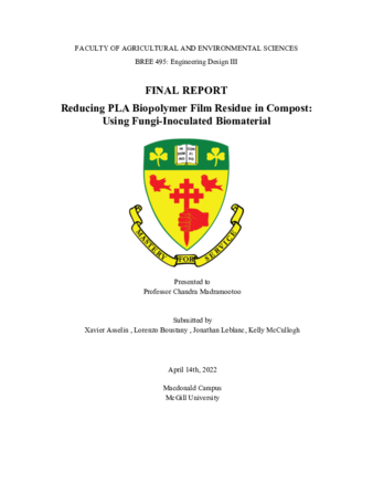 Reducing PLA Biopolymer Film Residue in Compost: Using Fungi-Inoculated Biomaterial thumbnail