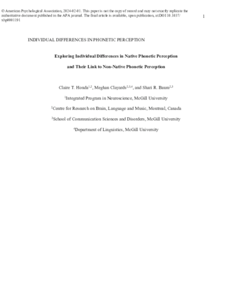 Exploring individual differences in native phonetic perception and their link to nonnative phonetic perception thumbnail