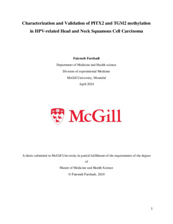 Characterization and Validation of PITX2 and TGM2 methylation in HPV-related Head and Neck Squamous Cell Carcinoma thumbnail