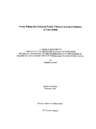 From whom the general public chooses to learn science : a case study thumbnail