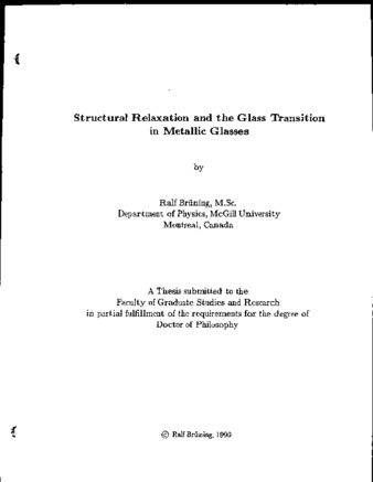 Structural relaxation and the glass transition in metallic glasses thumbnail