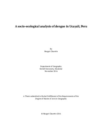 A socio-ecological analysis of dengue in Ucayali, Peru thumbnail