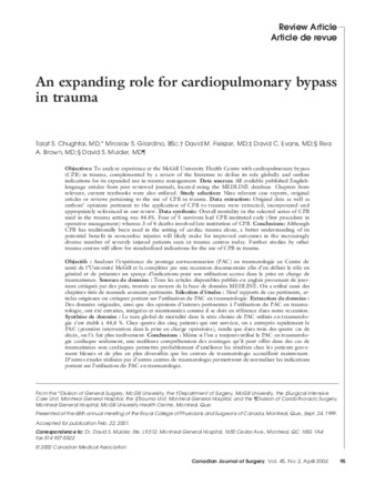 An expanding role for cardiopulmonary bypass in trauma thumbnail