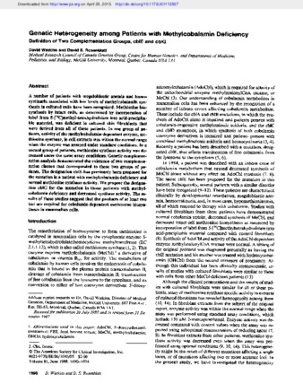 Genetic heterogeneity among patients with methylcobalamin deficiency: definition of two complementation groups, cblE and cblG thumbnail