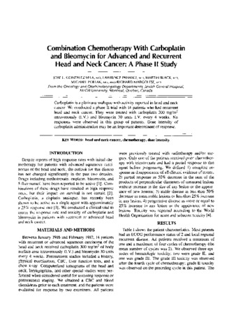 Combination chemotherapy with carboplatinum and bleomycin for advanced and recurrent head and neck cancer: A phase II study thumbnail