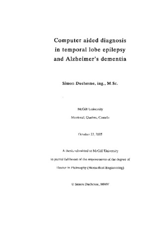 Computer aided diagnosis in temporal lobe epilepsy and Alzheimer's dementia thumbnail