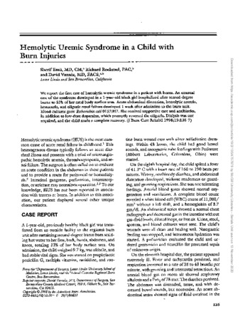 Hemolytic Uremic Syndrome in a Child with Burn Injuries thumbnail
