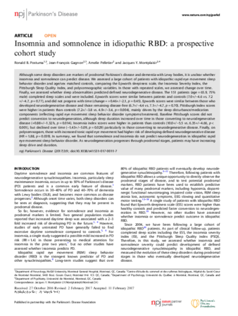 Insomnia and somnolence in idiopathic RBD: a prospective cohort study thumbnail