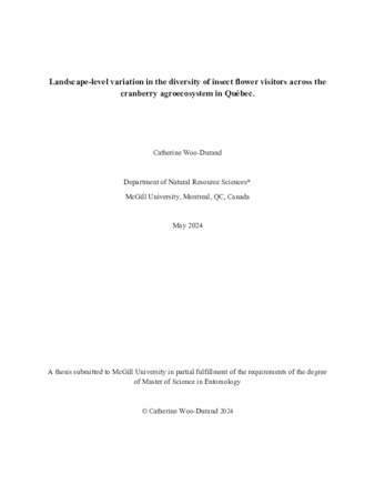 Landscape-level variation in the diversity of insect flower visitors across the cranberry agroecosystem in Québec. thumbnail