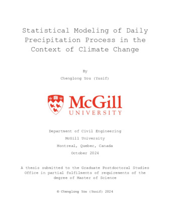 Statistical Modeling of Daily Precipitation Process in the Context of Climate Change thumbnail