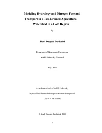 Modeling hydrology and nitrogen fate and transport in a tile-drained agricultural watershed in a cold region thumbnail