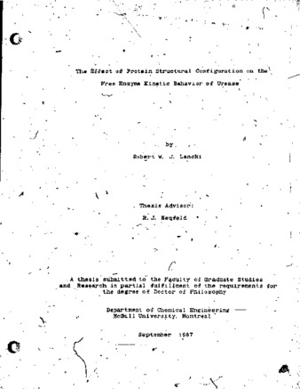 The effect of protein structural configuration on the free enzyme kinetic behavior of urease / thumbnail
