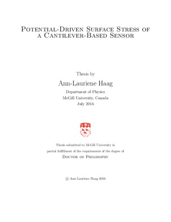 Potential-driven surface stress of a cantilever-based sensor thumbnail