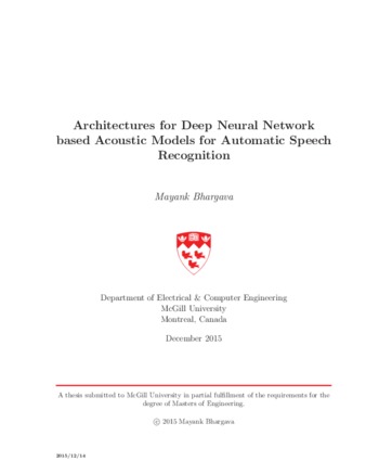 Architectures for deep neural network based acoustic models for automatic speech recognition thumbnail