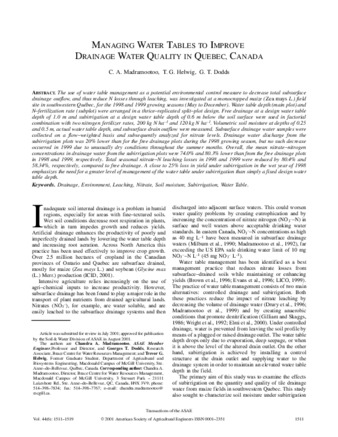 Managing water tables to improve drainage water quality in Quebec, Canada thumbnail