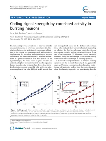 Coding signal strength by correlated activity inbursting neurons thumbnail