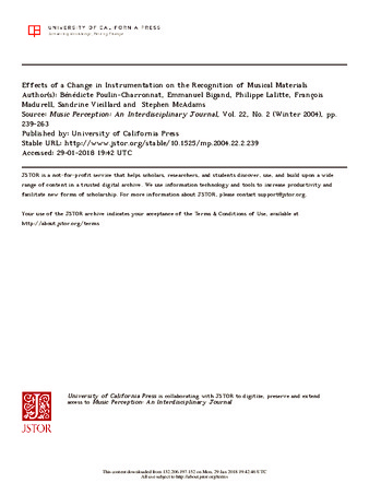 Effects of a Change in Instrumentation on the Recognition of Musical Materials thumbnail