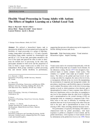 Flexible visual processing in young adults with autism: the effect of implicit learning on global-local task thumbnail