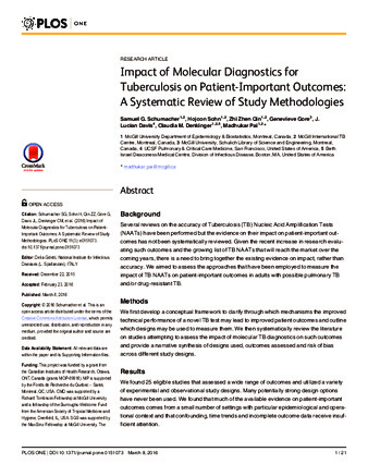 Impact of Molecular Diagnostics for Tuberculosis on Patient-Important Outcomes: A Systematic Review of Study Methodologies thumbnail