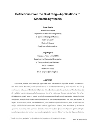 Reflections Over the Dual Ring—Applications to Kinematic Synthesis thumbnail