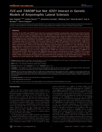 FUS and TARDBP but Not SOD1 Interact in Genetic Models of Amyotrophic Lateral Sclerosis thumbnail