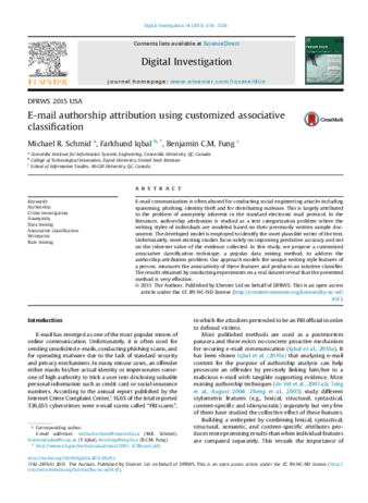 E-mail authorship attribution using customized associative classification thumbnail