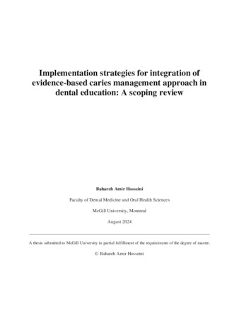 Implementation strategies for integration of evidence-based caries management approach in dental education: A scoping review thumbnail