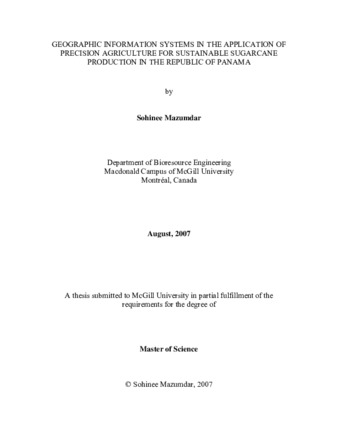 Geographic information systems in the application of precision agriculture for sustainable sugarcane production in the Republic of Panama thumbnail