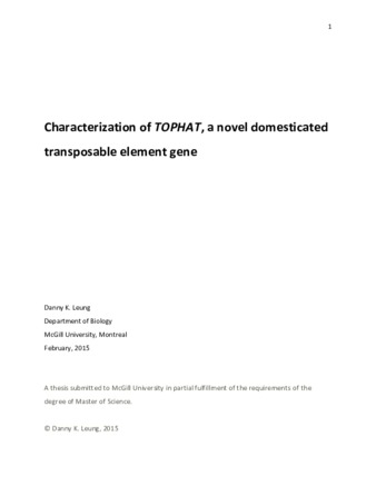 Characterization of TOPHAT, a novel domesticated transposable element gene thumbnail