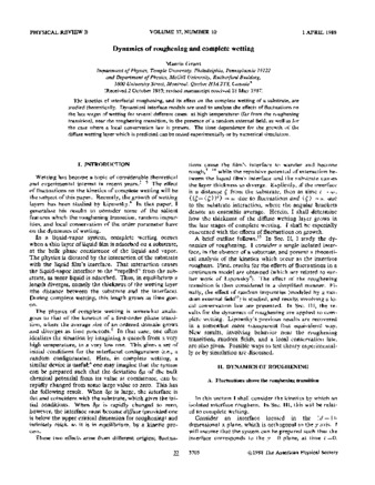 Dynamics of roughening and complete wetting thumbnail