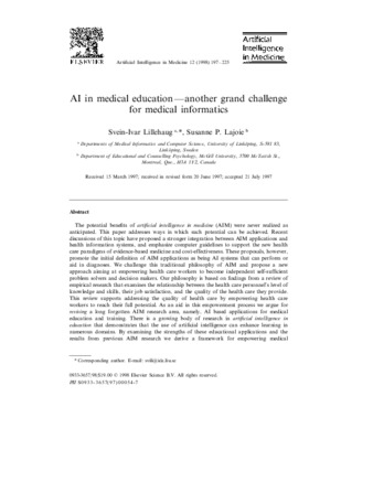 AI in medical education: Another grand challenge for medical informatics thumbnail